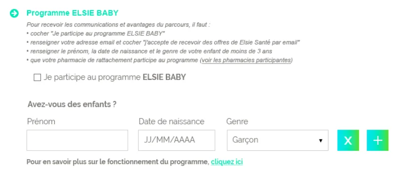 Adhésion au programme Elsie Baby