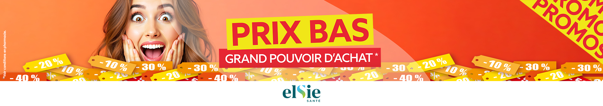 Profitez de prix bas, et d'un grand pouvoir d'achat dans votre pharmacie Elsie Santé